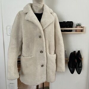 Camila Coelho Faux Fur Coat Sherpa Ivory‎ Small